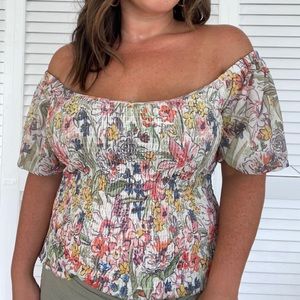 Anthropologie stretchy floral top